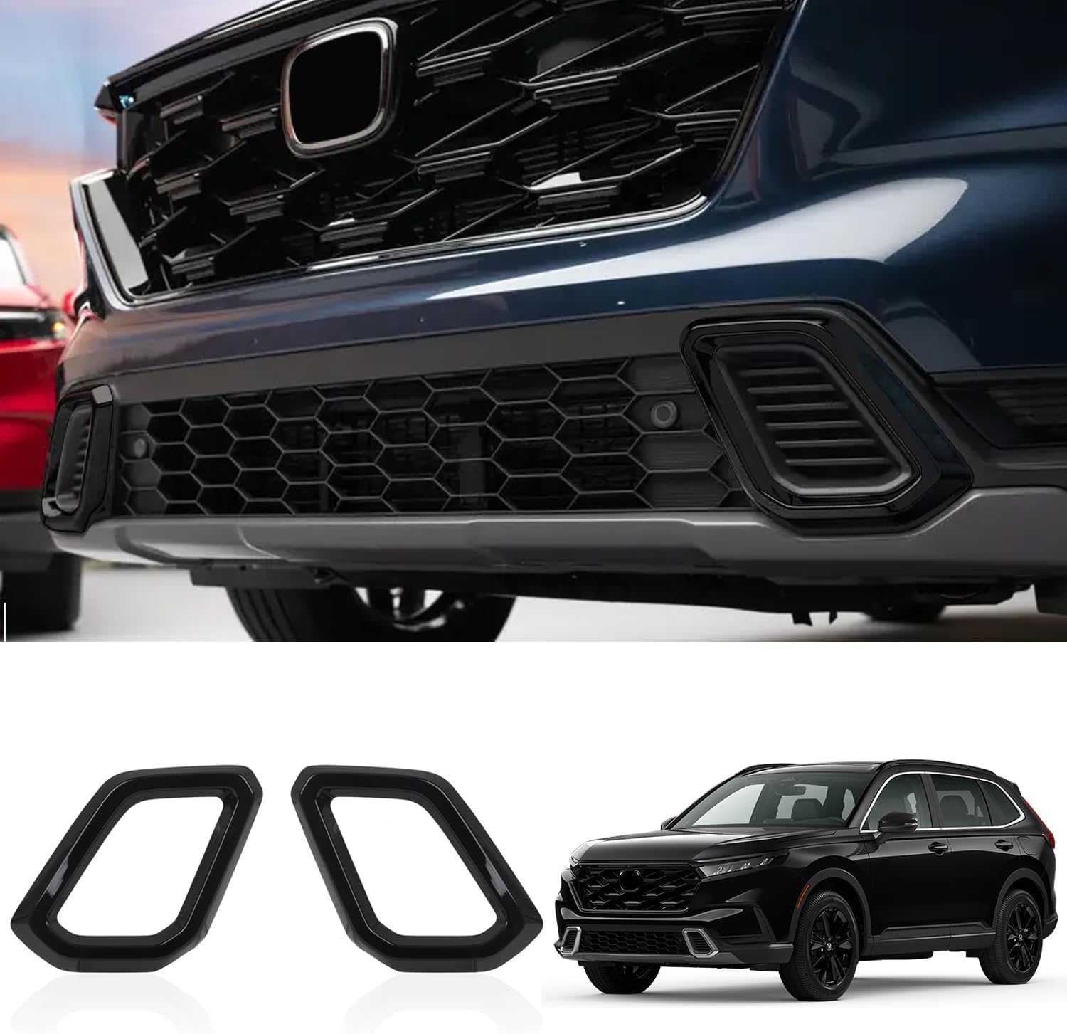 for Honda CRV CR-V Sport Touring 2023-2026 Black Front Bumper Air Outlet Cover Trim 2pcs Car Accessories (Glossy Black)