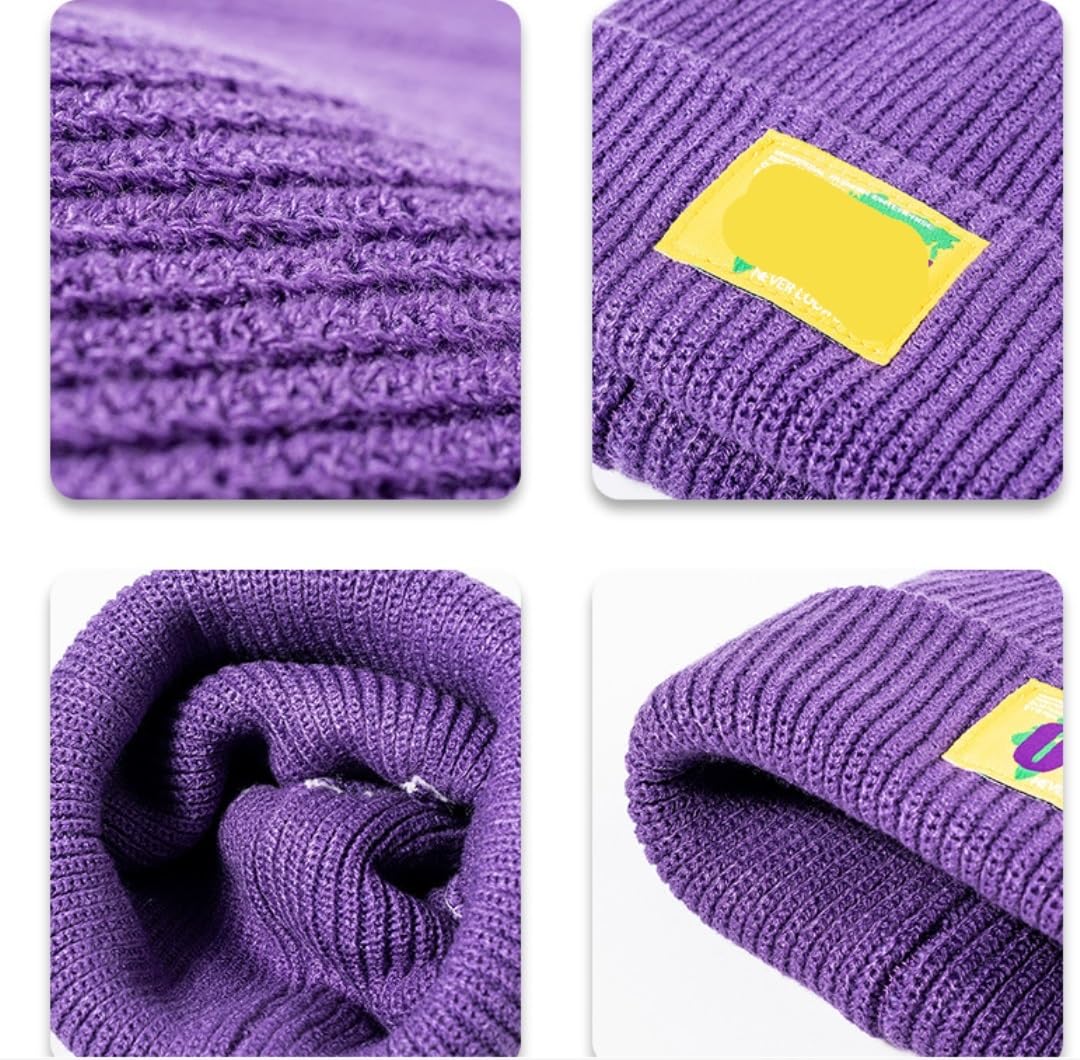 Mützen Winter Mützen Strickmütze Für Damen Und Herren, Gestrickte Beanie-Mütze Mit Bündchen, Lässig, Dick, Weich, Warm, Skimützen Wintermütze (Color : F, Size : One Size)