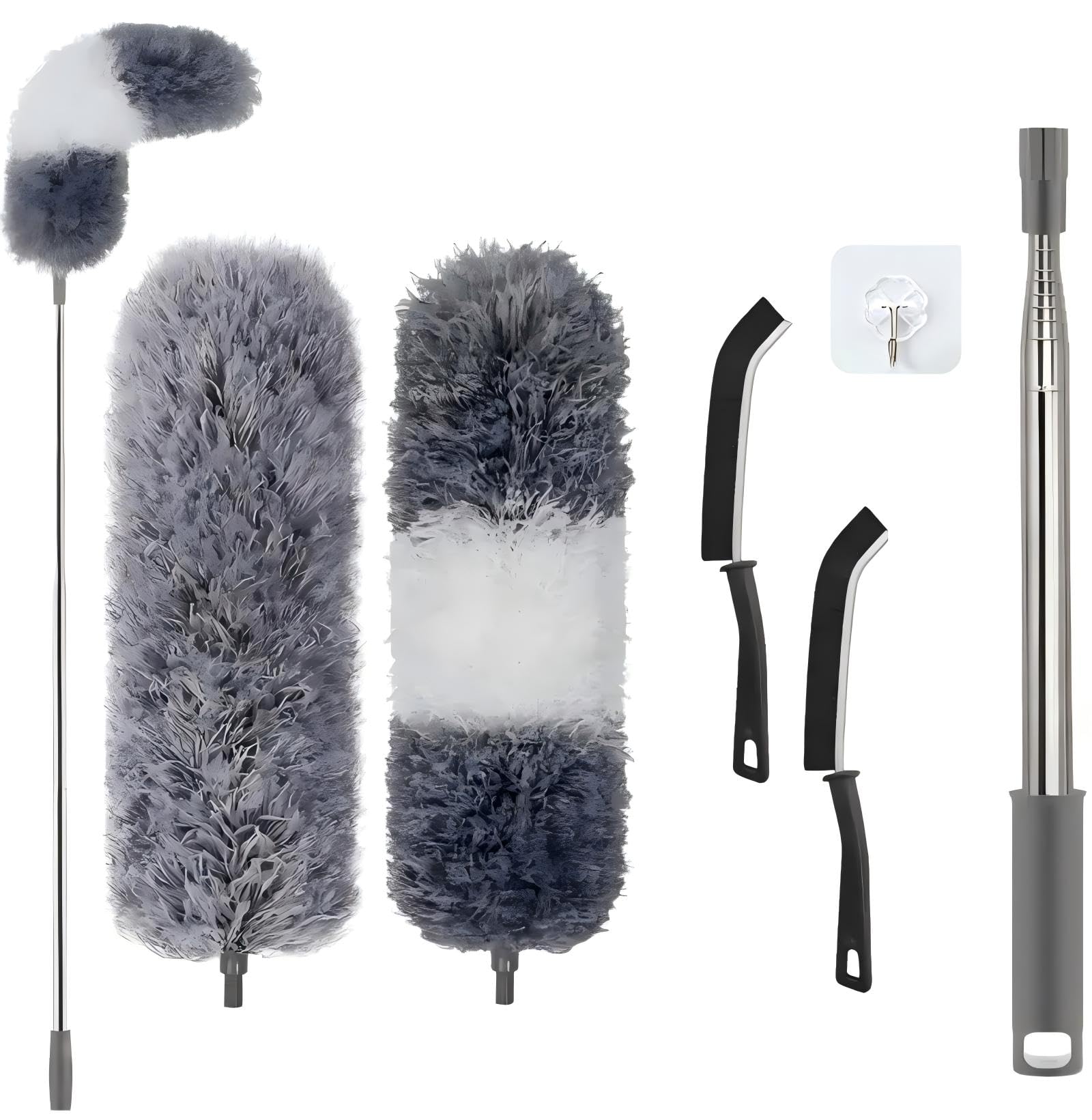 Staubwedel Teleskop Waschbar Mikrofaser Duster Lang Ausziehbar Bis 254cm,6 Stück Staubwedel Lang Ausziehbar,Staubmagnet Verbiegbare Staubfänger Spinnenwebenentferner für hohe Decken Deckenventilator