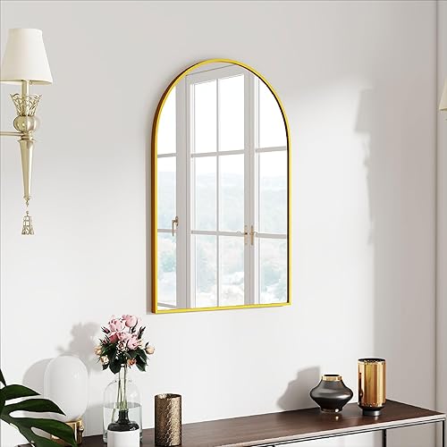Espejo de Arco Rectangular de 30x20 Montado en Pared para Colgar o Contra la Pared Marco de Aleación de Aluminio Metálico Espejos para Entrada