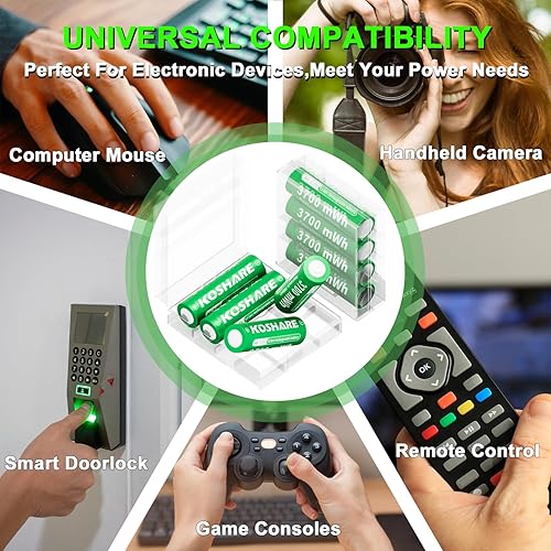 Miniatura 5 de Batería recargable AA de litio con 2 cajas de plástico, paquete de 8 baterías AA de 1.5 V 3700 mWh, batería de iones de litio doble A a prueba de