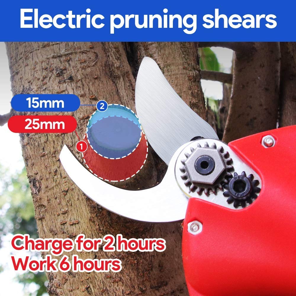 TEmkin Cesoie elettriche per potatura Potatore per Alberi Elettrico Senza Fili 16V Batteria Ricaricabile Forbici per Rami di cesoie Regolabili Potatura Giardino o Prato