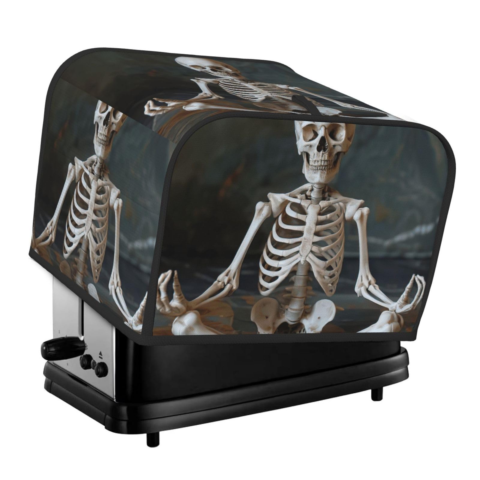 Skeletons Yoga Print 4-Slice Toaster Cover Dustproof Waterproof Kitchen Appliance Protector For Bread