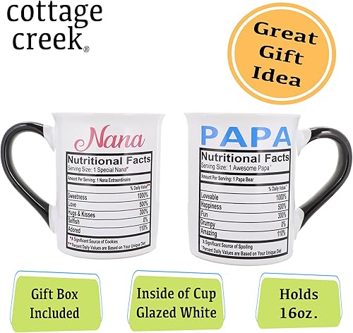 Miniatura 3 de Cottage Creek Taza de Nana Papa, regalos de Nana Papa, juego de tazas de 2 piezas para abuela y papá, anuncio de embarazo para abuelos, tazas de