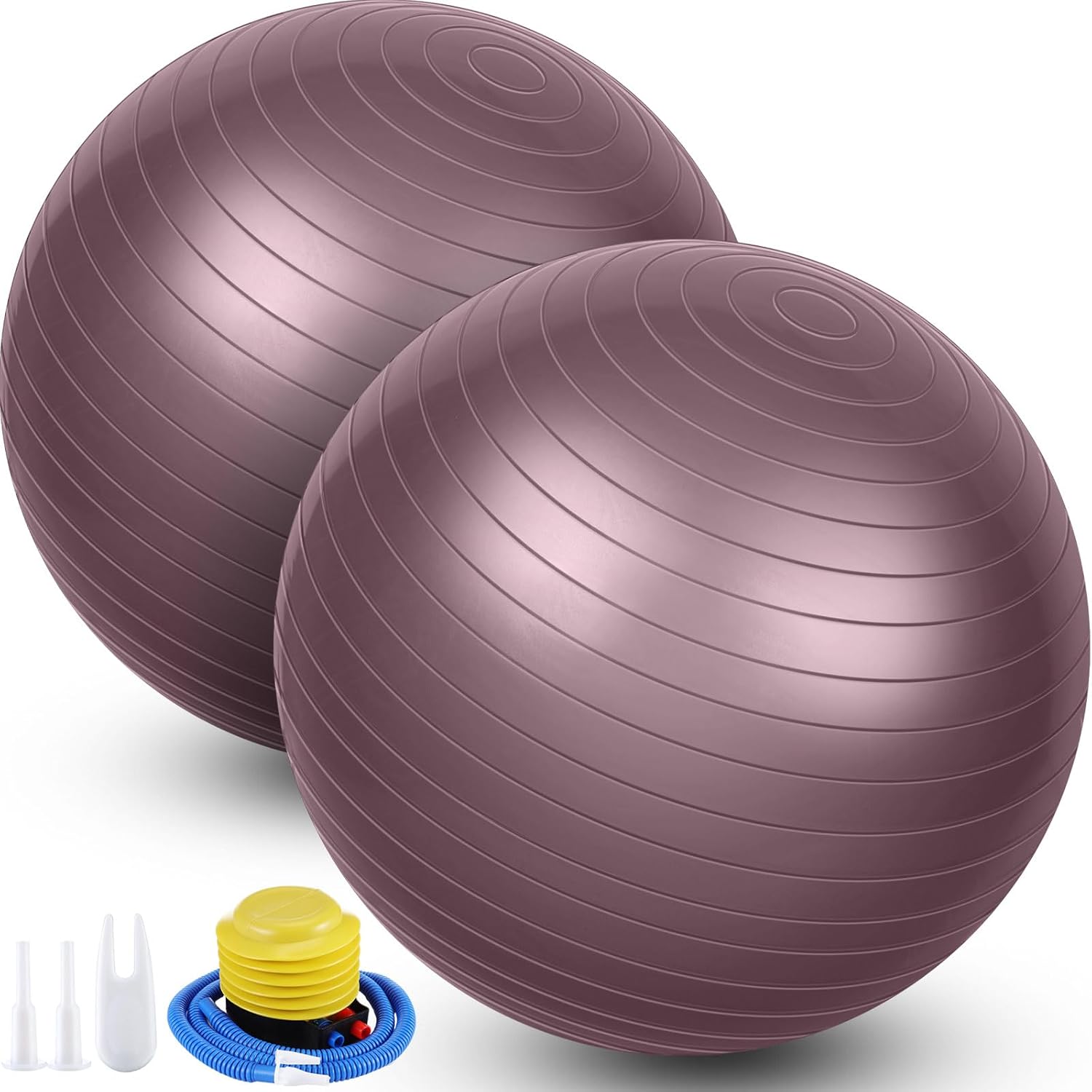 Leyndo 2 Pcs Yoga Ball Exercise Ball Large 26 Inch Exercise Anti Burst Birthing Fitness Ball with Pump, 26 Inches/ 65 cm for Improved Posture, Balance, Yoga, Pilates, Training