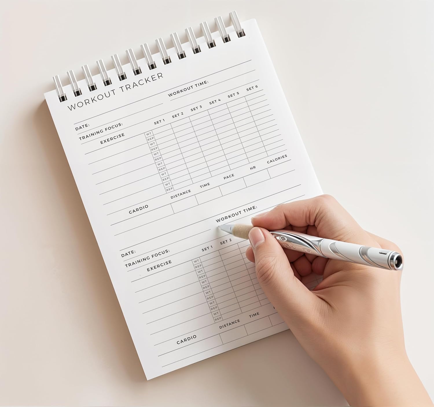 Gym Workout Log Notepad, Weight Training, Cardio, Exercise Tracker
