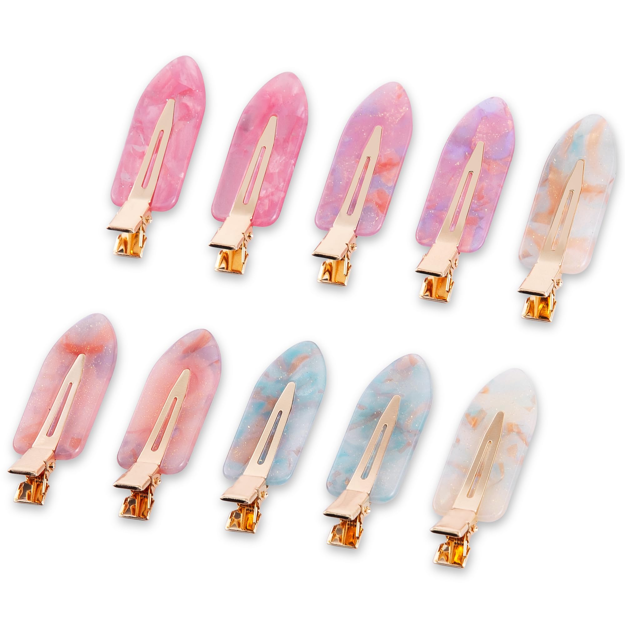 Cptots No Crease Creaseless No Bend Hair Clips For Styling Non Slip Flat Clips For Makeup Hair Accessories For Women,Sparkle Pink Purple,10 PCS