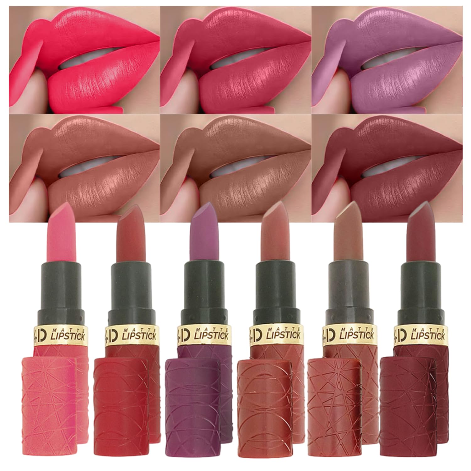 Matte Lipstick Set 6 Pcs Lipstick Pack with Nude, Rose, Coffee & Brown Shades Waterproof