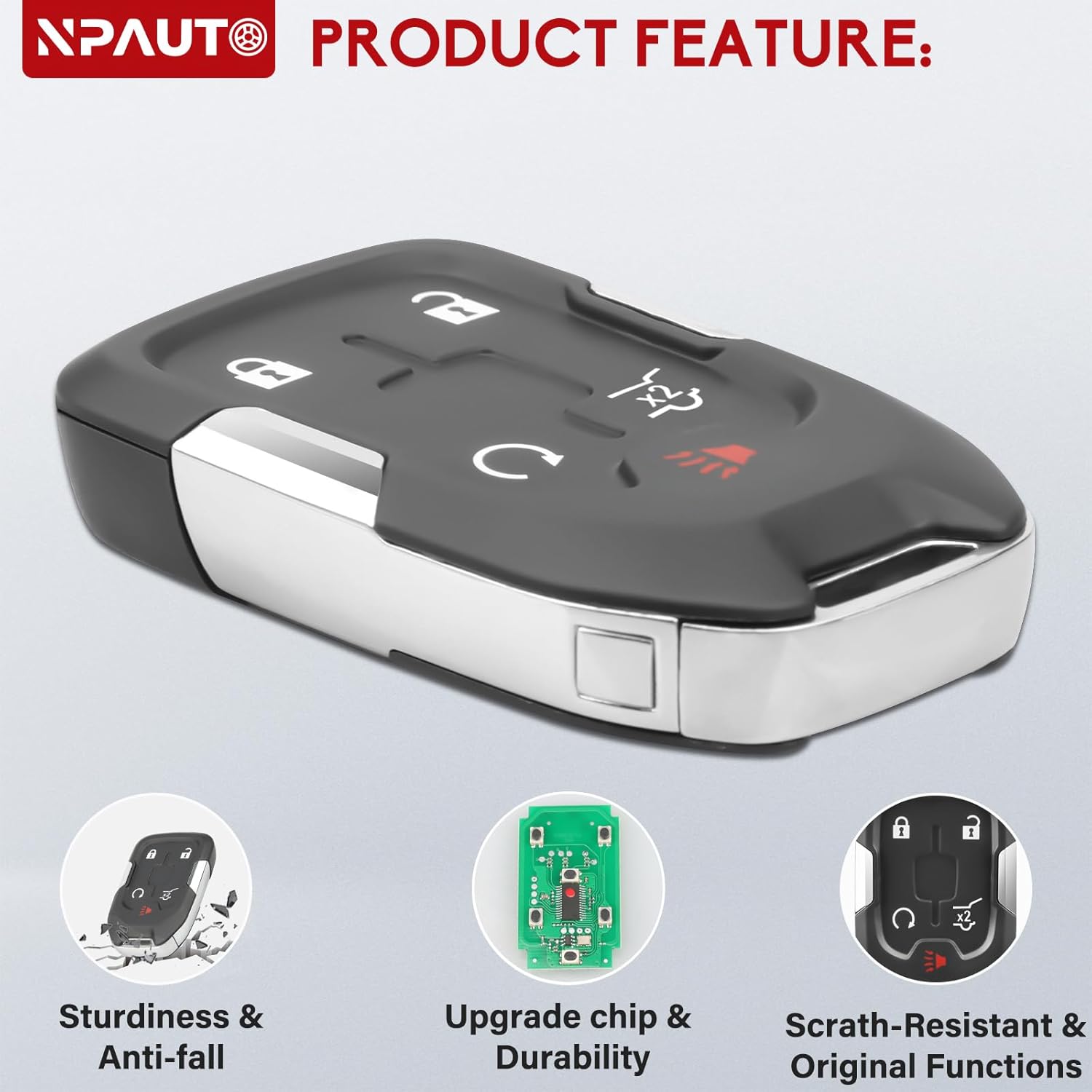 NPAUTO Key Fob Replacement Fits for GMC Acadia 2017 2018 2019 2020 2021 Push Start 5 Button Smart Proximity Keyless Entry Remote Control Car Key Fobs, HYQ1EA, 13508275, 433MHZ