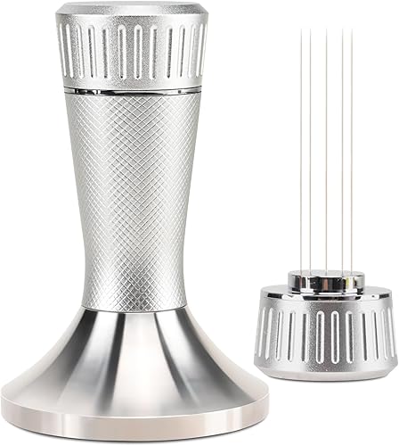 Miniatura 1 de 53mm Espresso Tamper, 2-in-1 Premium Barista Coffee Tamper & WDT Tool, Excellent Quality Curve Stainless Steel Base Tamper for Espresso Machine,