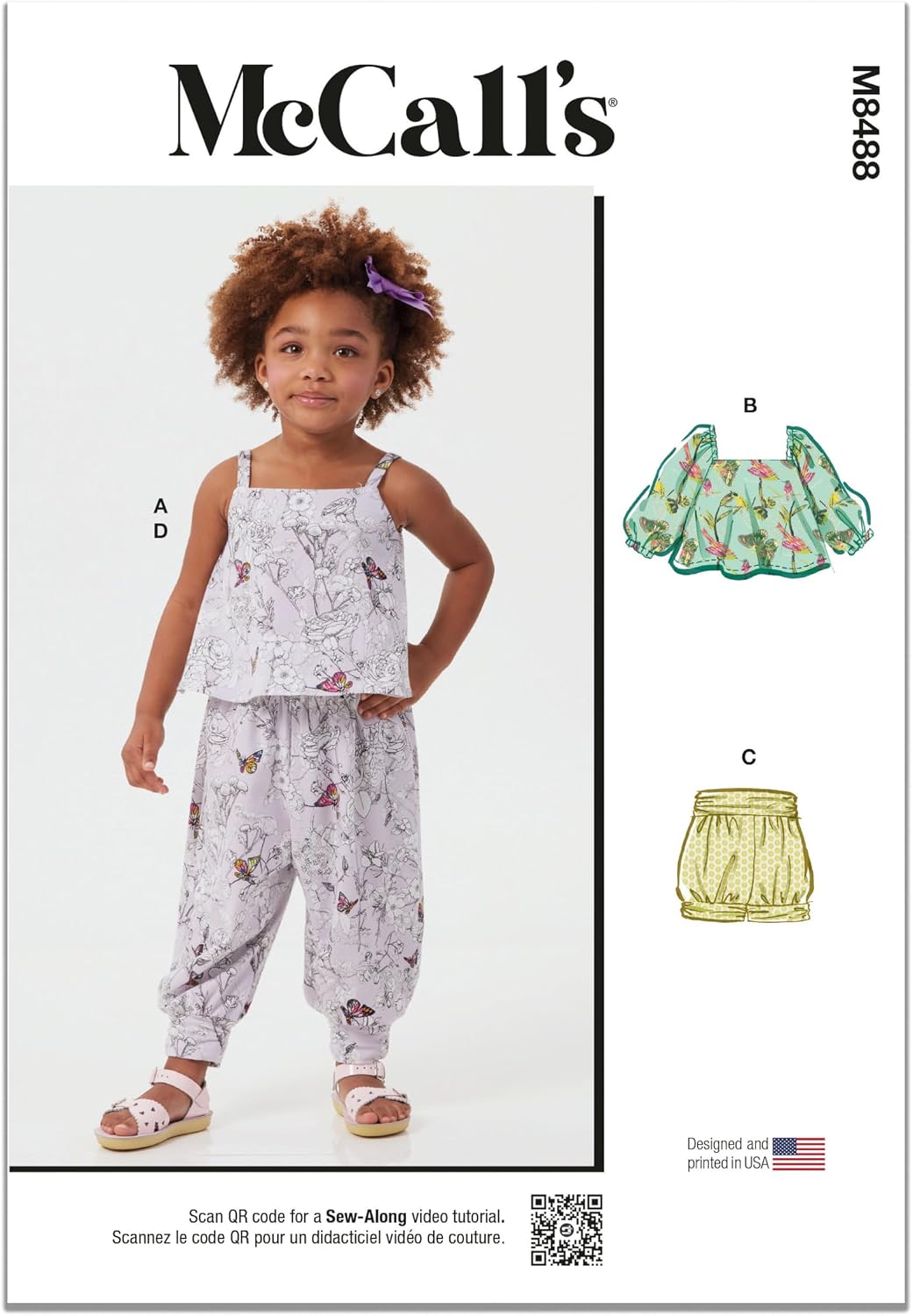 McCall's M8488A Toddlers' Knit Tops, Shorts and Pants Sewing Pattern Packet, Design Code M8488, Sizes 1/2-1-2-3-4