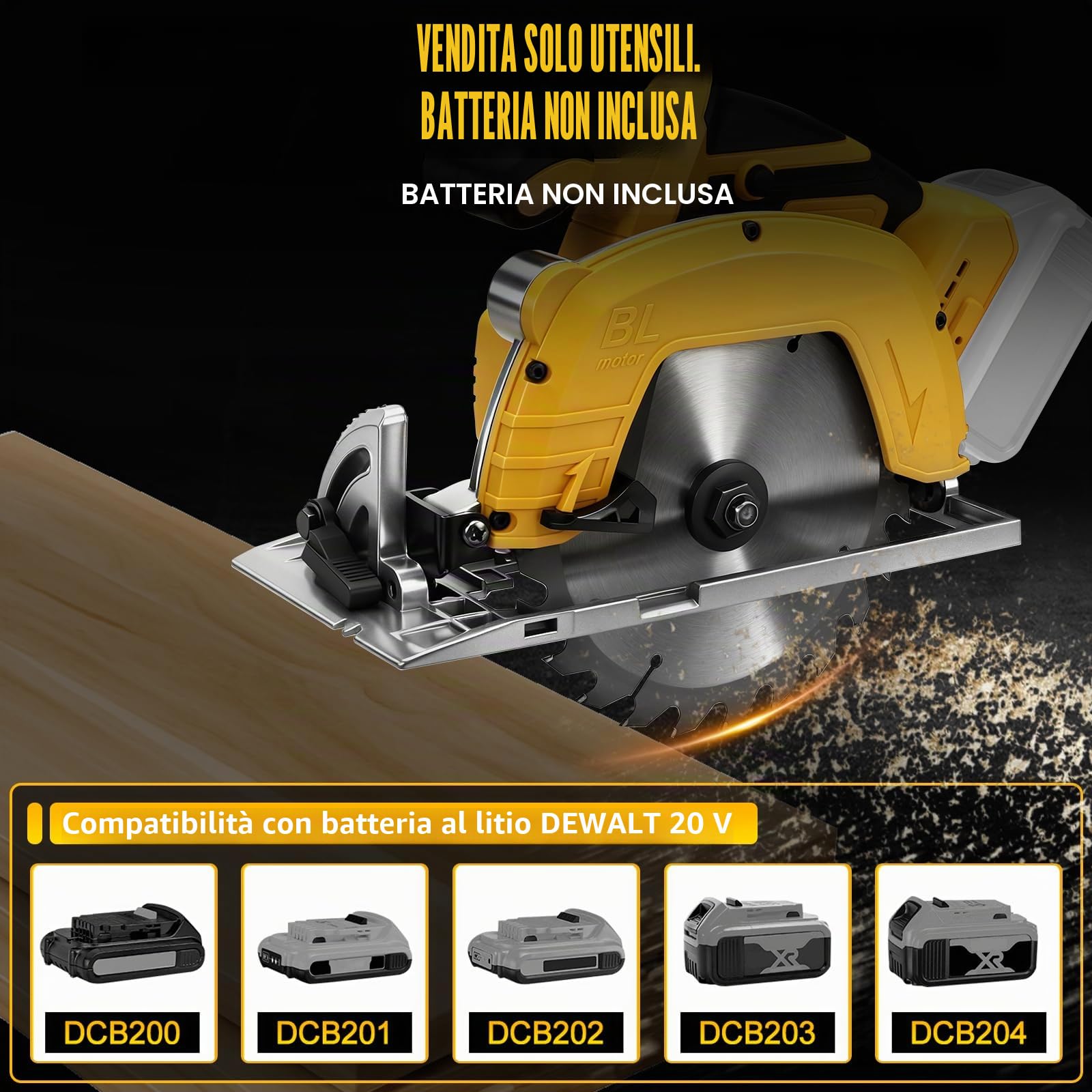 Roadtime Sega circolare a batteria da 7 pollici per batteria DeWalt da 20 V (senza batterie), mini sega circolare manuale professionale con 1 lama per sega per legno, ideale per legno, metallo morbido