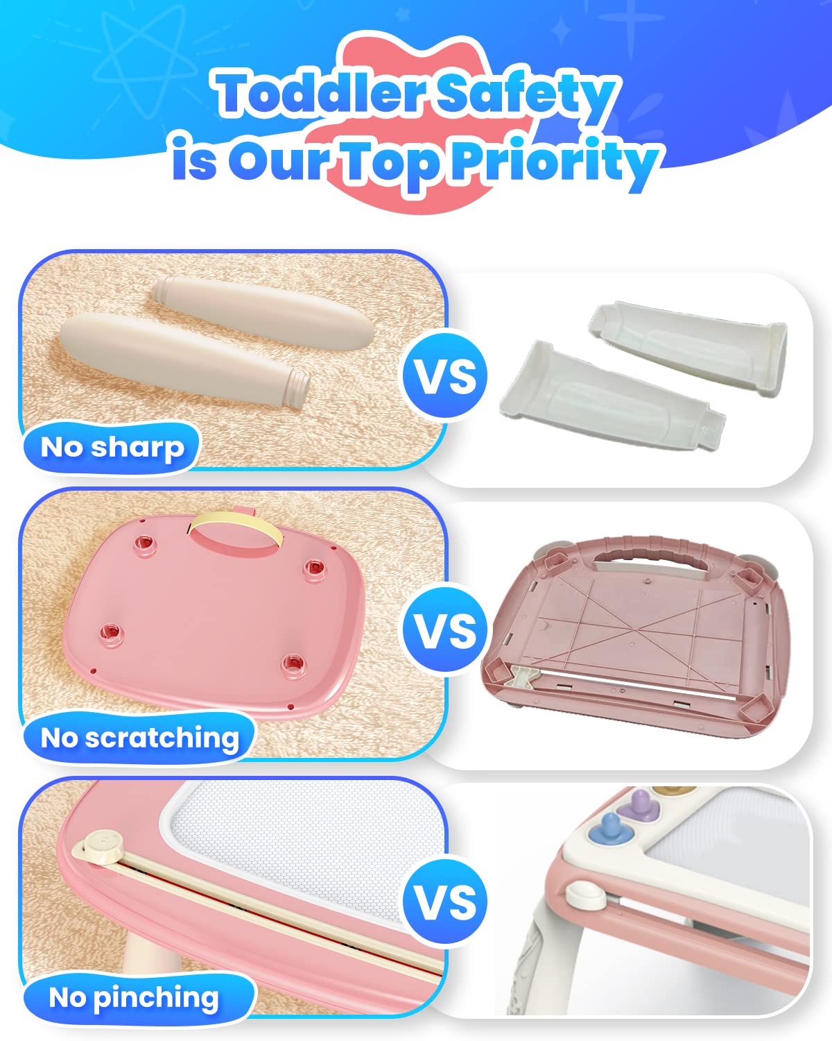 Magnetic Drawing Board, Toddler Girl Toys for 1-2 Year Old, Doodle Board Pad Learning and Educational Kids Toys for 1 2 3 Year Old Baby Girl Birthday Christmas GIF- Pink