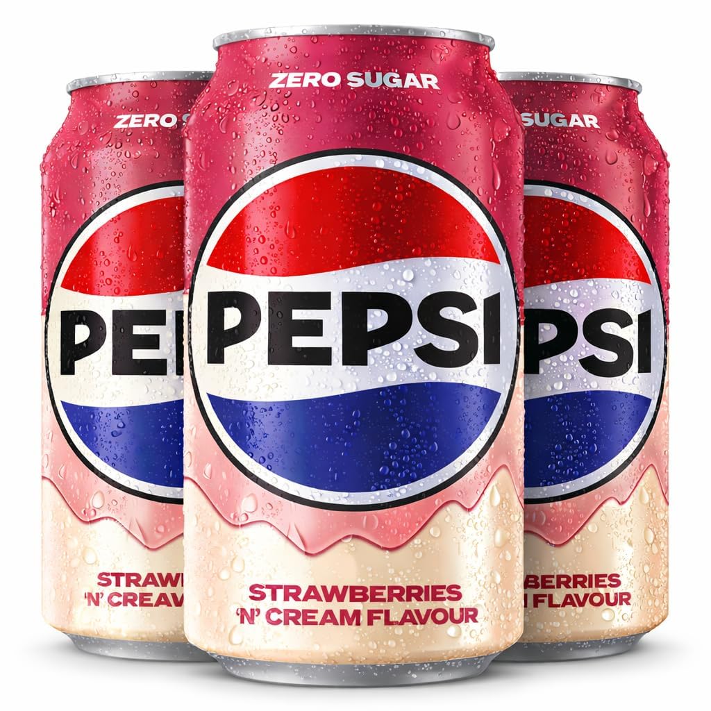 Pepsi Zero Sugar, Strawberries 'N' Cream Flavour, Carbonated Soft Drink 330ml X 3 Count (Product Of UK) From DECADENT-picture-18