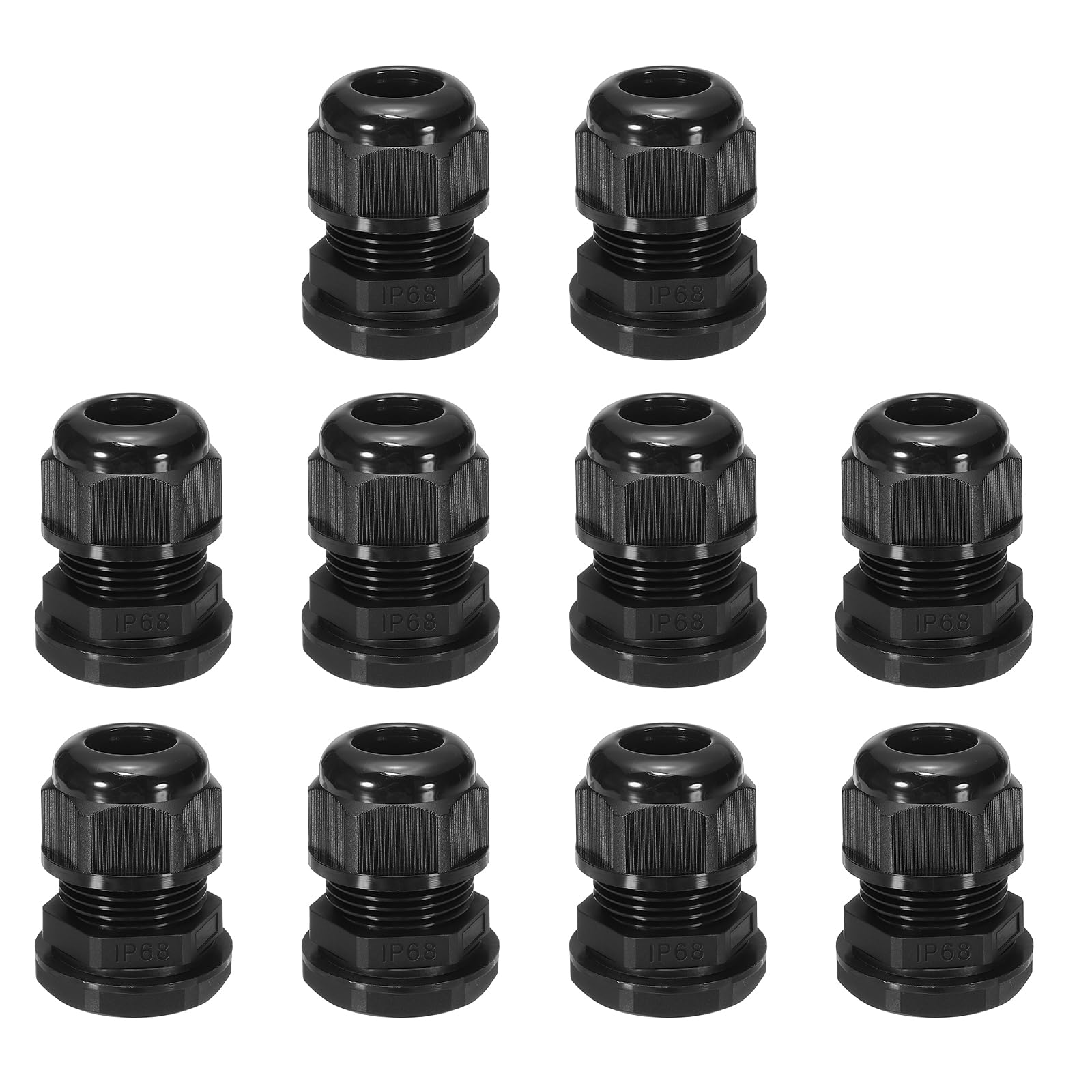 sourcing map 10 Pcs M22x1.5" Cable Glands Adjustable 8.5-14mm PA6 Nylon IP68 Waterproof Connectors with Seals Anti-Corrosion for Industrial/Outdoor Electrical Systems (Black) — image 1