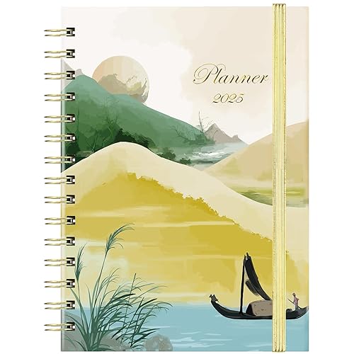 YIHANTLZ Diary 2025 A5 Week To View Full Year Planner - Weekly &amp; Monthly Planner, Jan-Dec, Sturdy Cover, Premium Paper, Month Tabs, Built-in Pocket - 6.4" × 8.5" - Hardcover