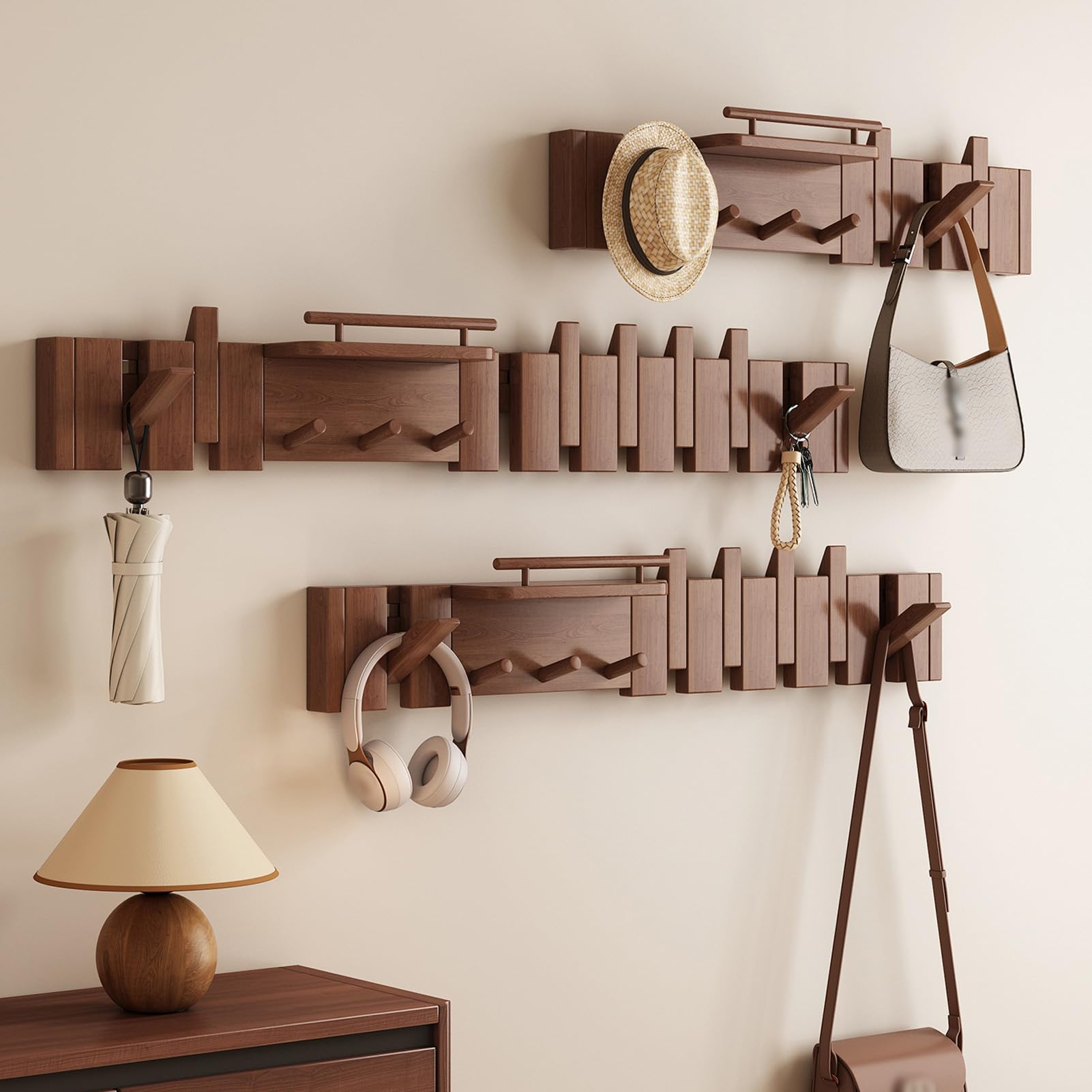 garderobenhaken kleiderhaken wand wandgarderobe jackenaufhänger hakenleiste garderobe wand hakenleiste garderobe Massivholz Klaviergarderobe Living Room and Bedroom (Natur, 7-Haken)