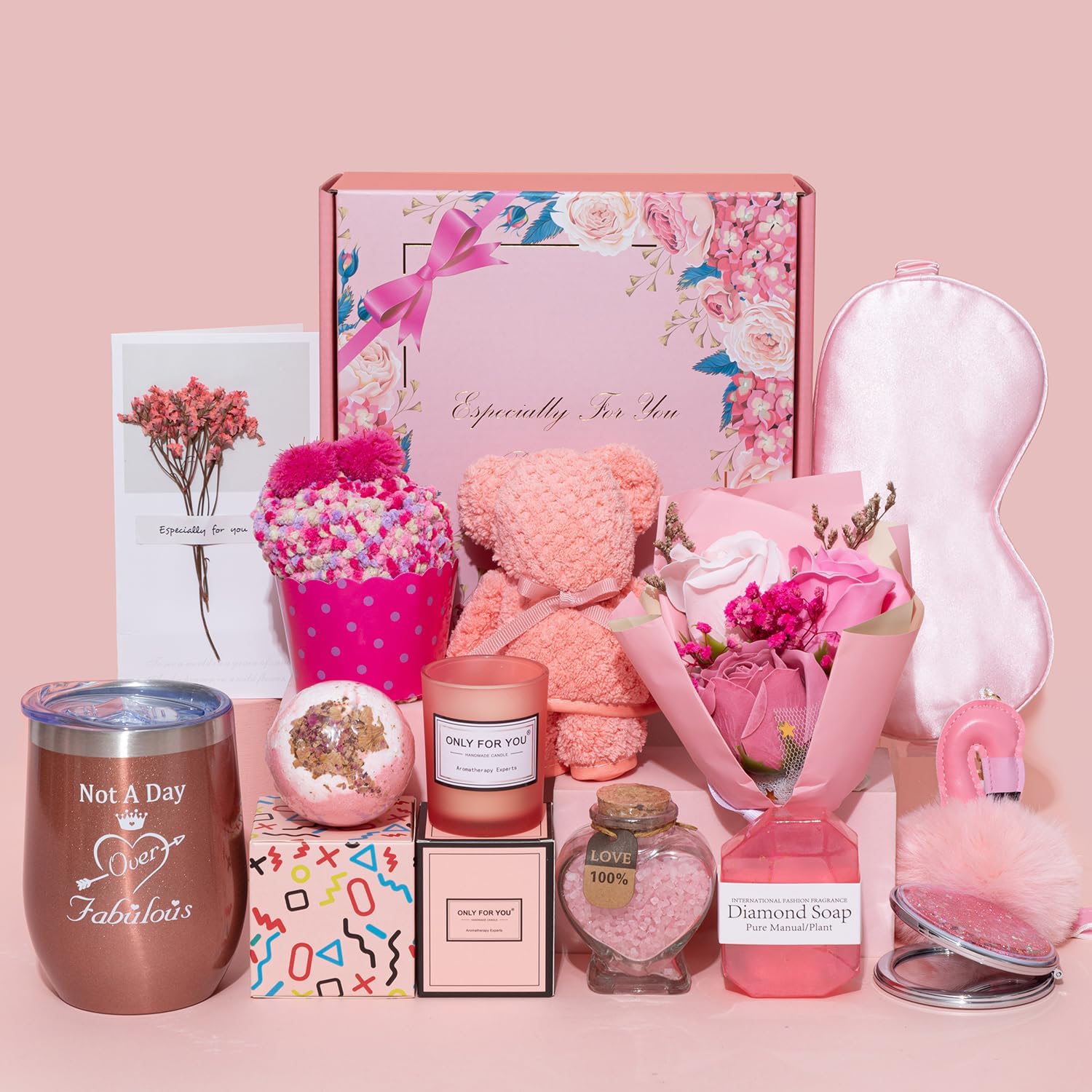 Birthday Gifts for Women,Unique Gifts Basket Ideas for Women Pink Gifts Box f...
