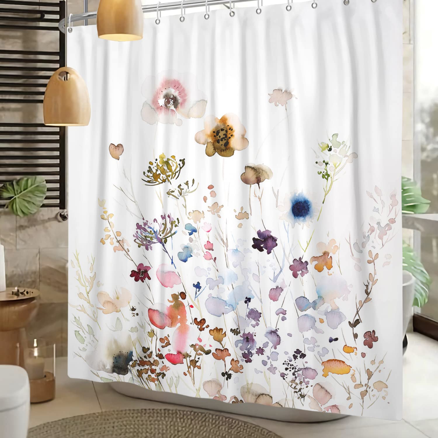 180X180Cm Source Fleur Rideau De Douche Vert Plante Feuilles