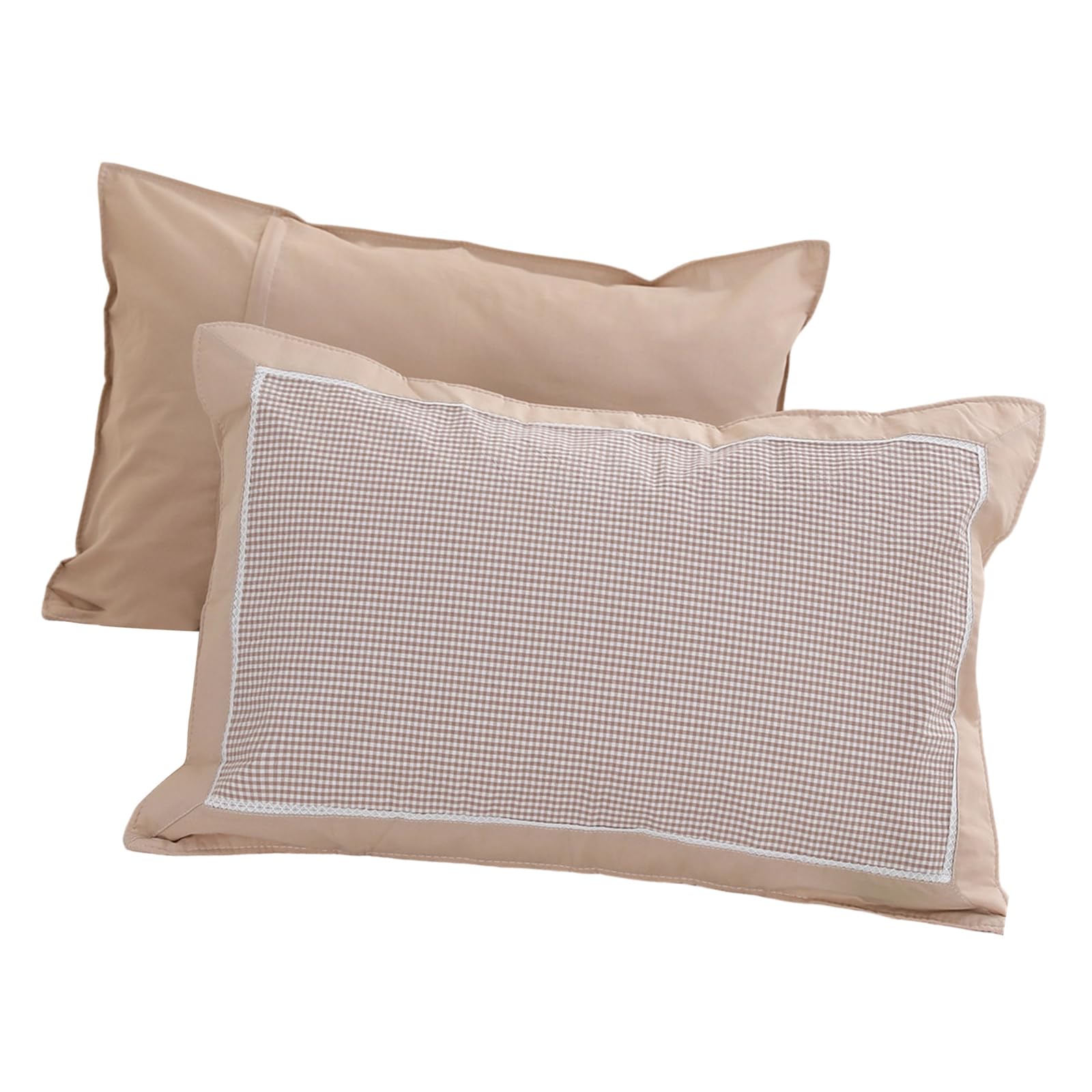 Tsophreniq 2 Pack Breathable Washed Cotton Fabric Checkered Pillow Covers Quick Drying Fabric Rectangular Pillowcase with Zippered Machine Washable Pillowcases