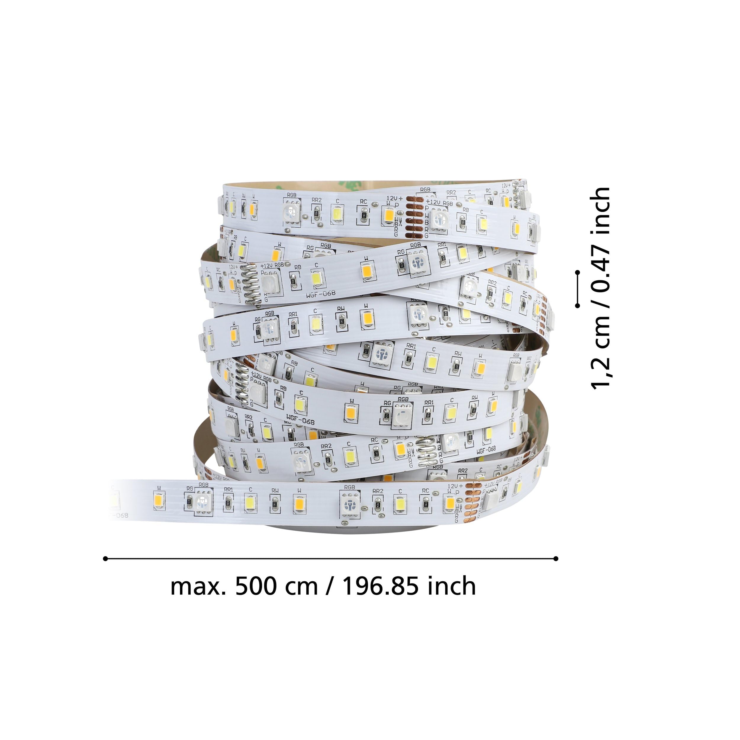 Eglo connect.z Ruban LED connecté Stripe-Z, bande 5 m, Zigbee, contrôlable | par appli et commande vocale, blanc chaud – froid, RGB, dimmable, autocollant et recoupable