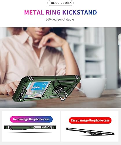 Miniatura 7 de ONOLA Funda para Samsung Galaxy Z Flip 5 con protección de bisagra y soporte magnético de anillo giratorio de 360, funda para teléfono Samsung Z
