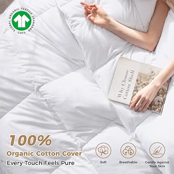Hungarian Feather Down Comforter Cal King,100% Organic Cotton Duvet Insert