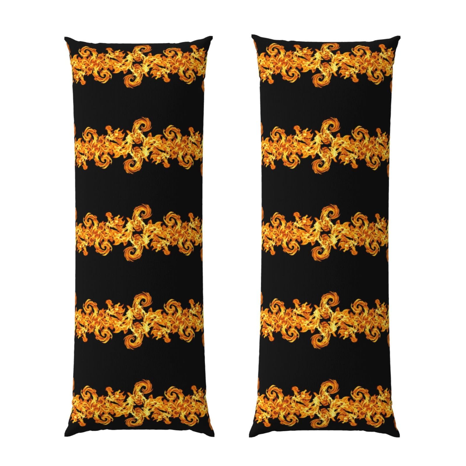 Long Body Pillow Cover 20x54, Burning Fire, Plush Velvet Pillowcase with Zipper, Cozyffy Rectangular Case for Bedroom Couch Sofa Sleeping