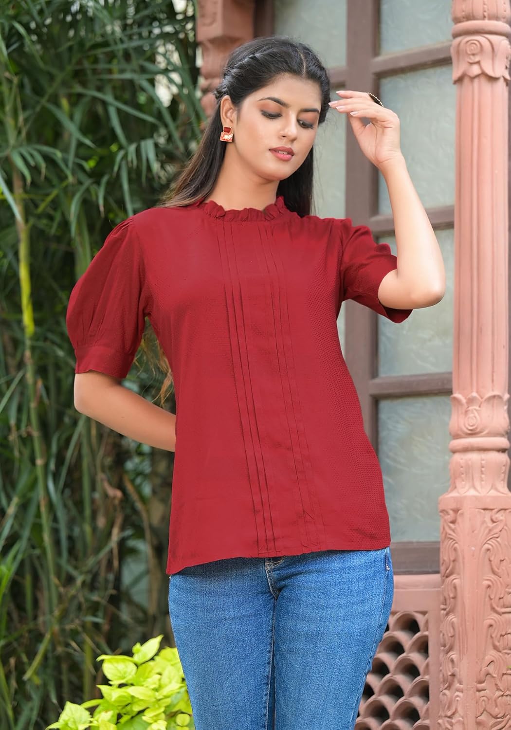 Yash Gallery Women's Rayon Dobby Designer Top for Summer - Image 3