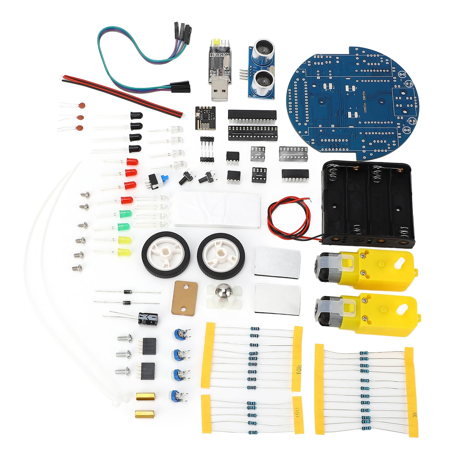 Kit de Coche Inteligente Robot DIY, Kit de Coche Inteligente MCU, Juguete Educativo con Cable de Salto, Juguetes de Construcción de Ingeniería Geniales para Adolescentes