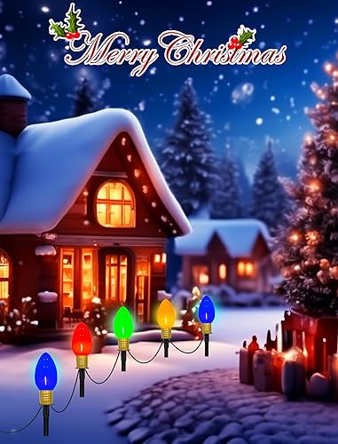Miniatura 7 de C9 - Luces LED multicolor para Navidad, 1 paquete de 7 pies con 4 luces LED multicolor con 4 estacas, impermeable, para Navidad, césped, pasarela,