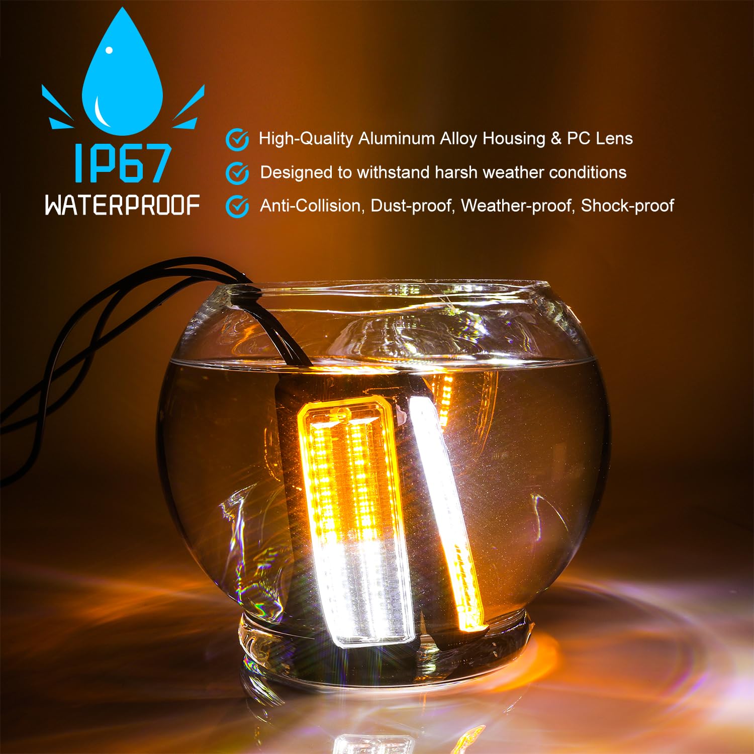 RONSTA 4 luces estroboscópicas LED para camiones, vehículos, 32 LED, advertencia de emergencia, montaje en superficie intermitente con controlador estroboscópico y arnés de cableado