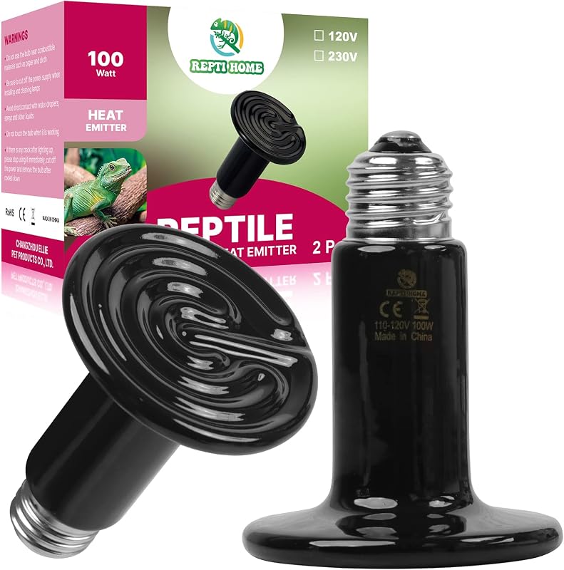 Lâmpada de aquecimento cerâmica para terrário REPTI HOME 100W, soquete E26, pacote com 2