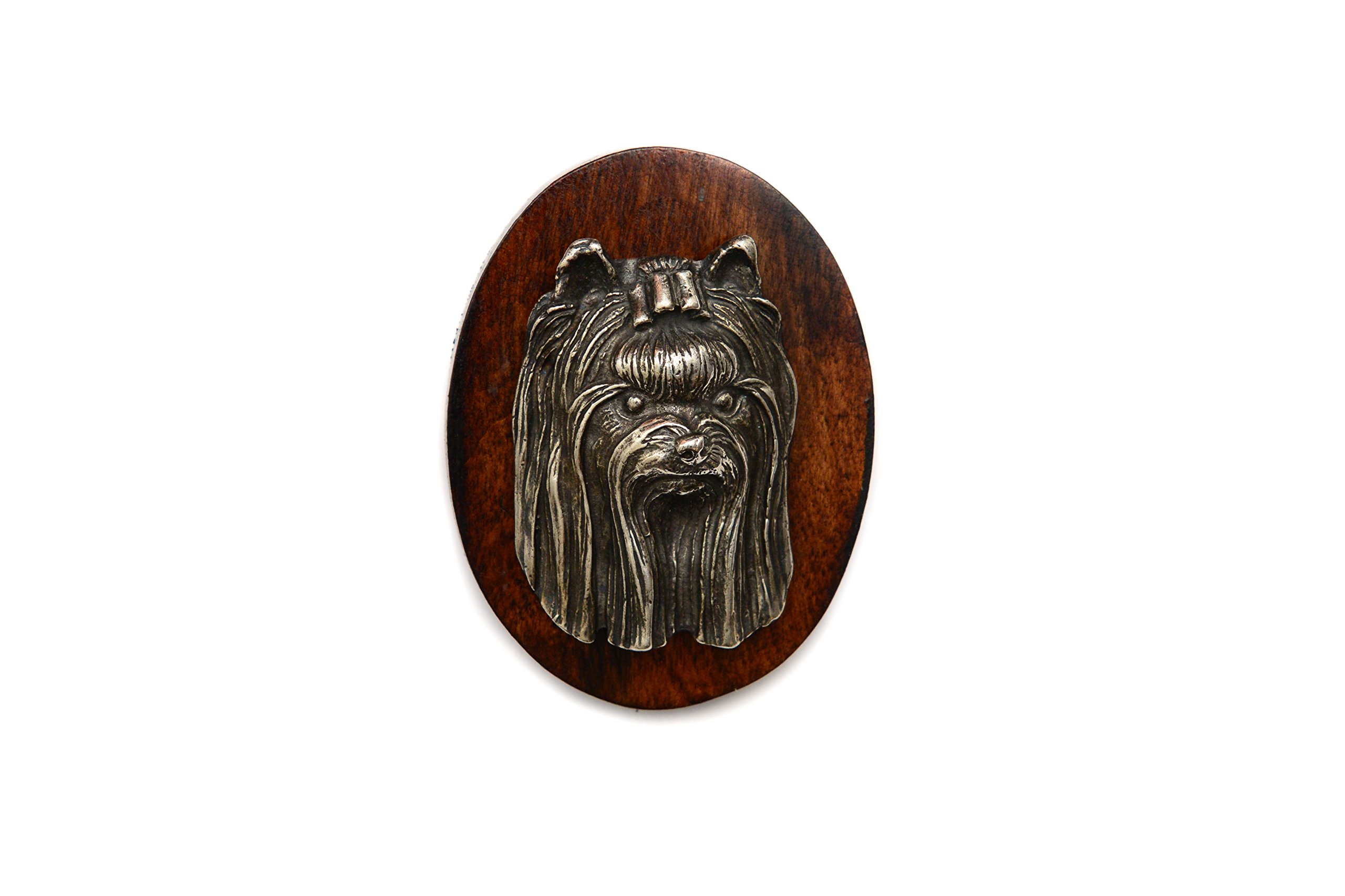 Art-Dog Dog Show Ring Clip Number Holder - Brooch with Clip Dog Show Exhibit Number Holder - Handmade Dog Show Accessory – Dog Tag Clip 7x5cm – York Terrier — image 1
