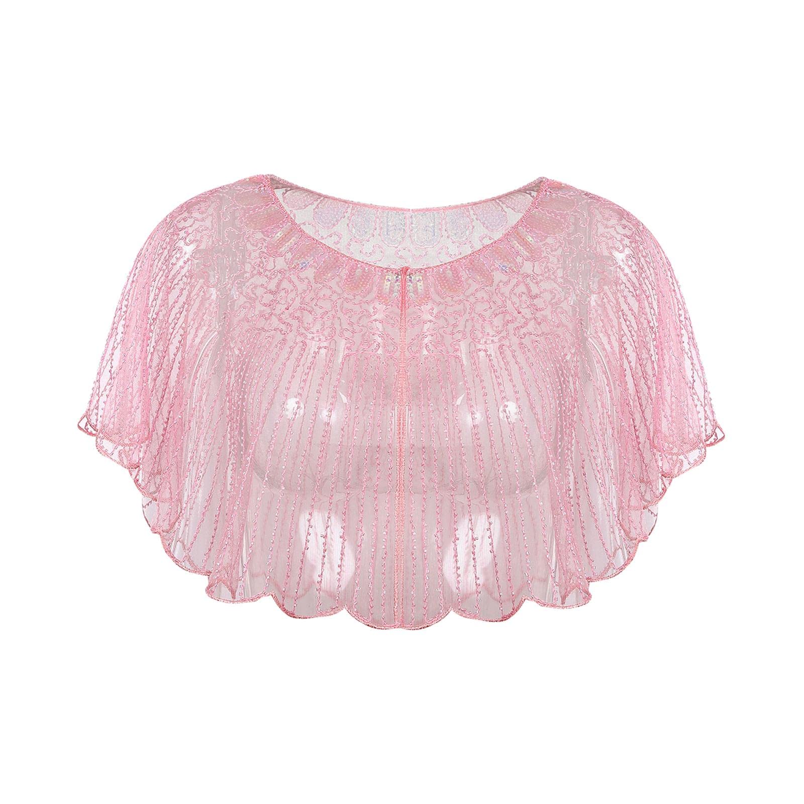 Women Shawl Wrap Fashion Wedding Summer Formal Occasion Evening Evening Cape Pink-image-38