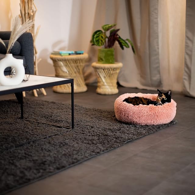 Foto 3 de 6 de lionto Cama Tipo Donut para Perros y Gatos, Cama Redonda mullida para Mascotas pequeñas y Grandes, Ø 40 cm