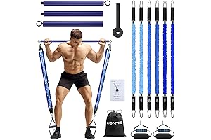 Hommie Portable Pilates Bar Kit: Home Gym Equipment for Full-Body Fitness
