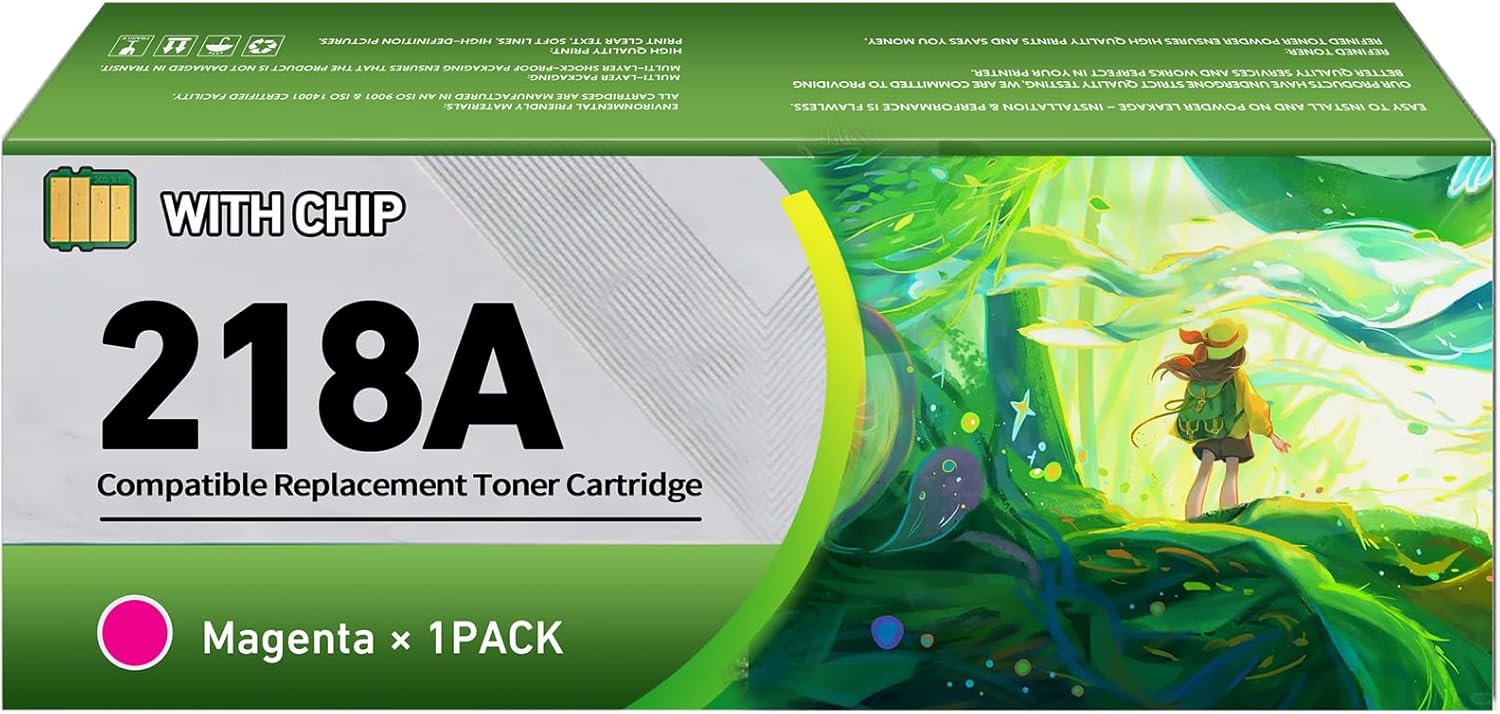 Replacement 218A Magenta Toner Cartridges with Chip for HP 218A W2183A Ink Cartridge , for HP 218X Works for HP Color LaserJet Pro MFP 3301fdw 3201dw 3301sdw 3301cdw Printer