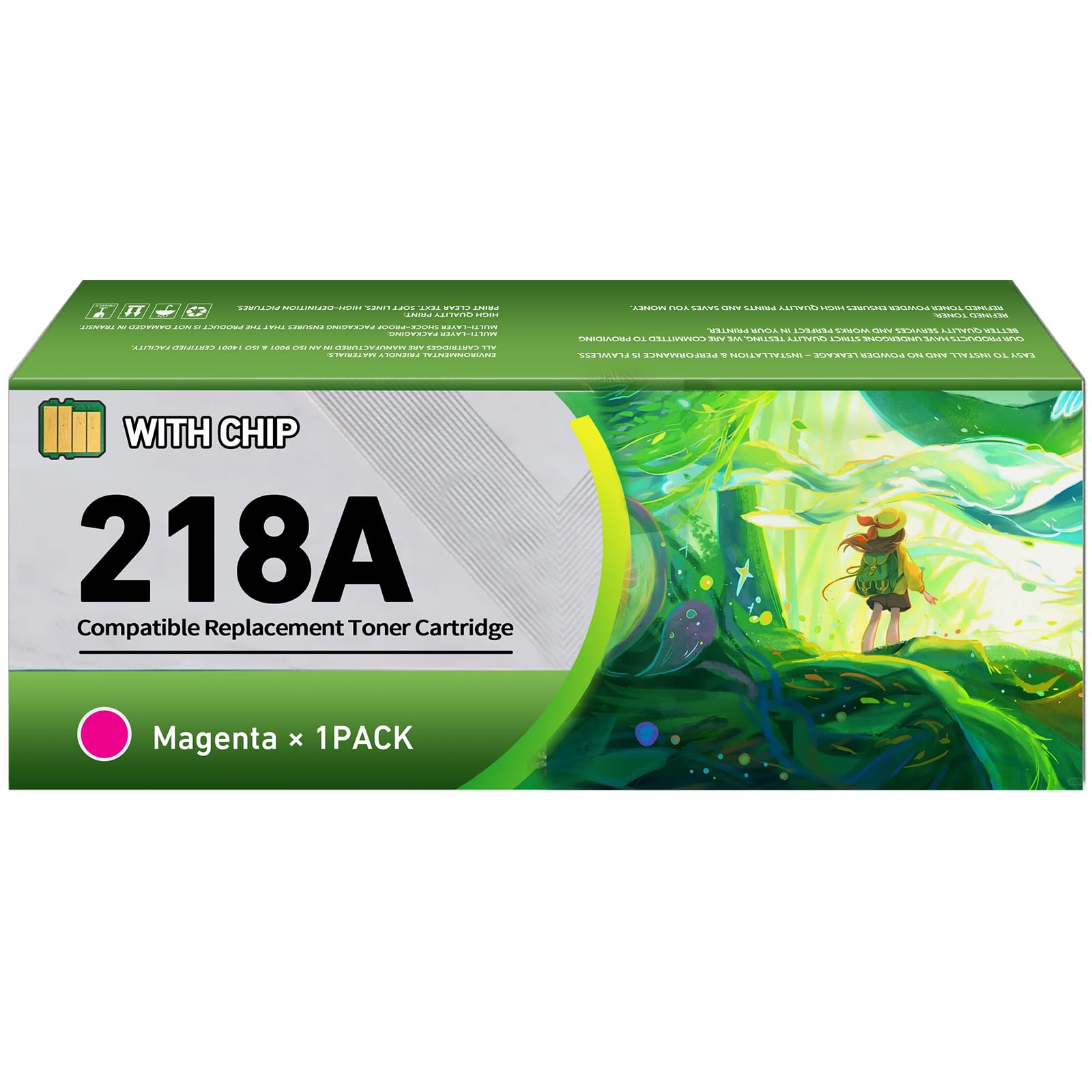 Replacement 218A Magenta Toner Cartridges with Chip for HP 218A W2183A Ink Cartridge , for HP 218X Works for HP Color Laserjet Pro MFP 3301fdw 3201dw