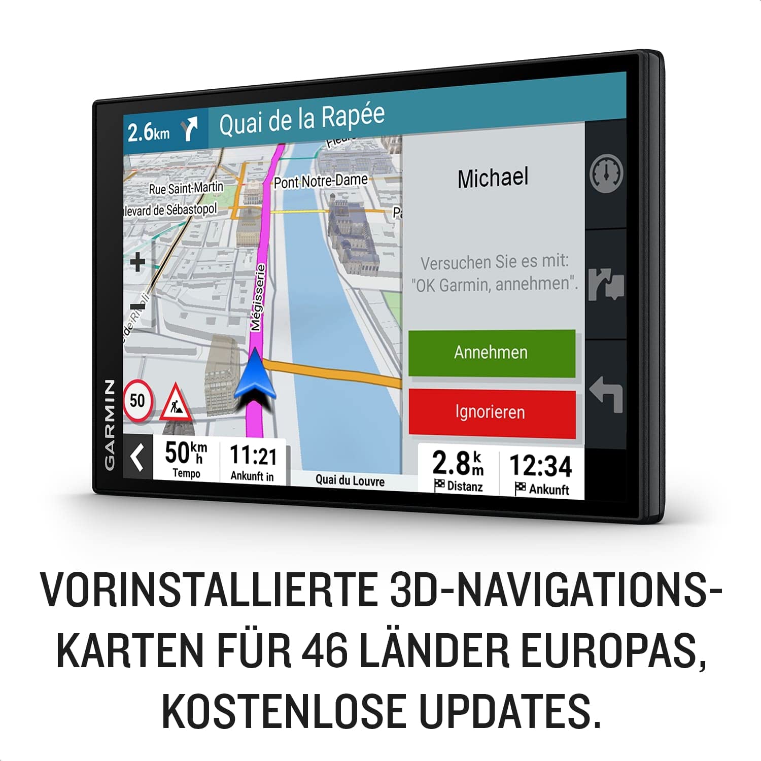 Garmin DriveSmart 76 MT-D Navigationsgerät 7 Zoll HD-Display 3D-Europakarten Umweltzonen Digital Traffic Sprachassistenz
