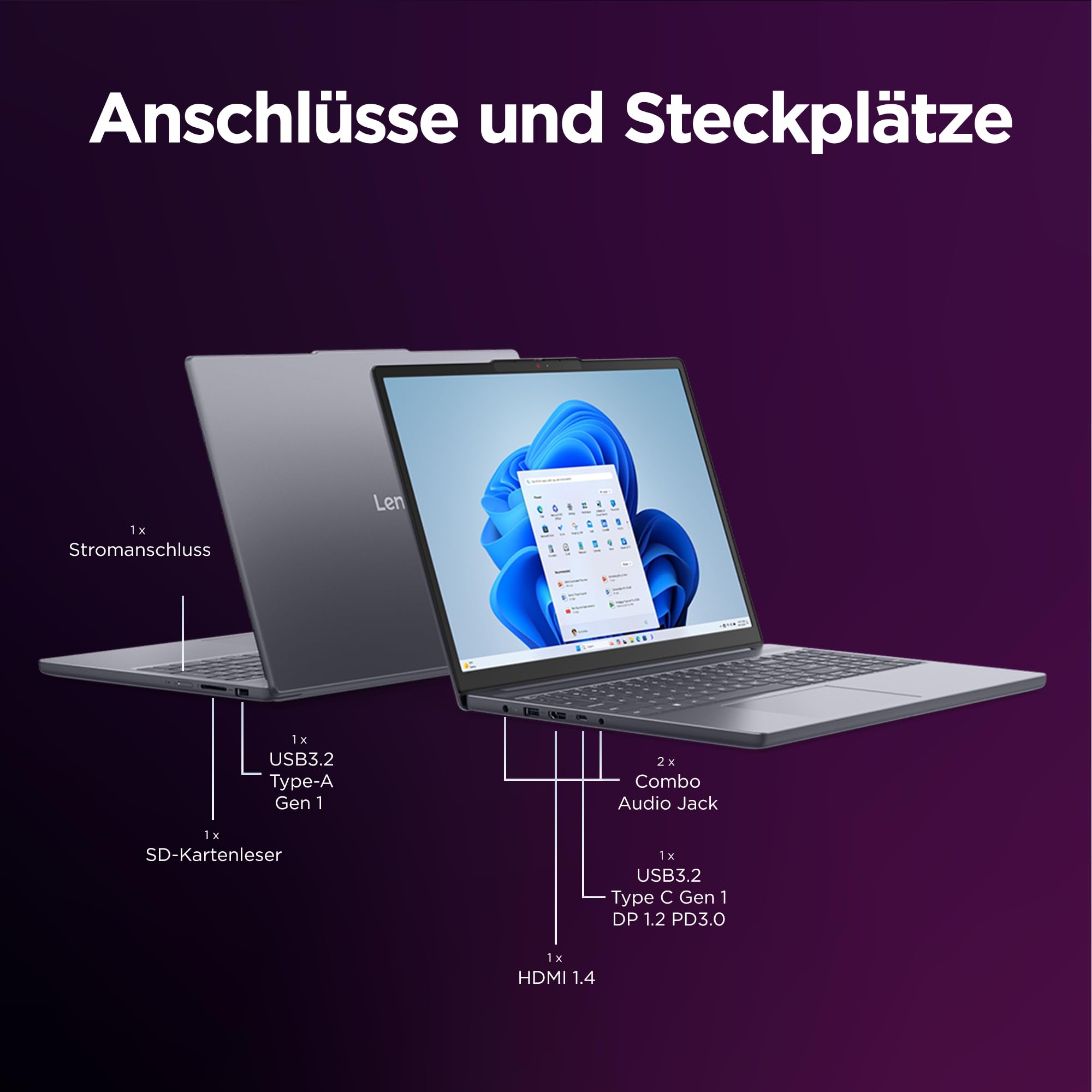 Lenovo IdeaPad Slim 3i Laptop 14" WUXGA Intel Core i5 13420H 16GB RAM 512GB SSD Win11 Luna Grau