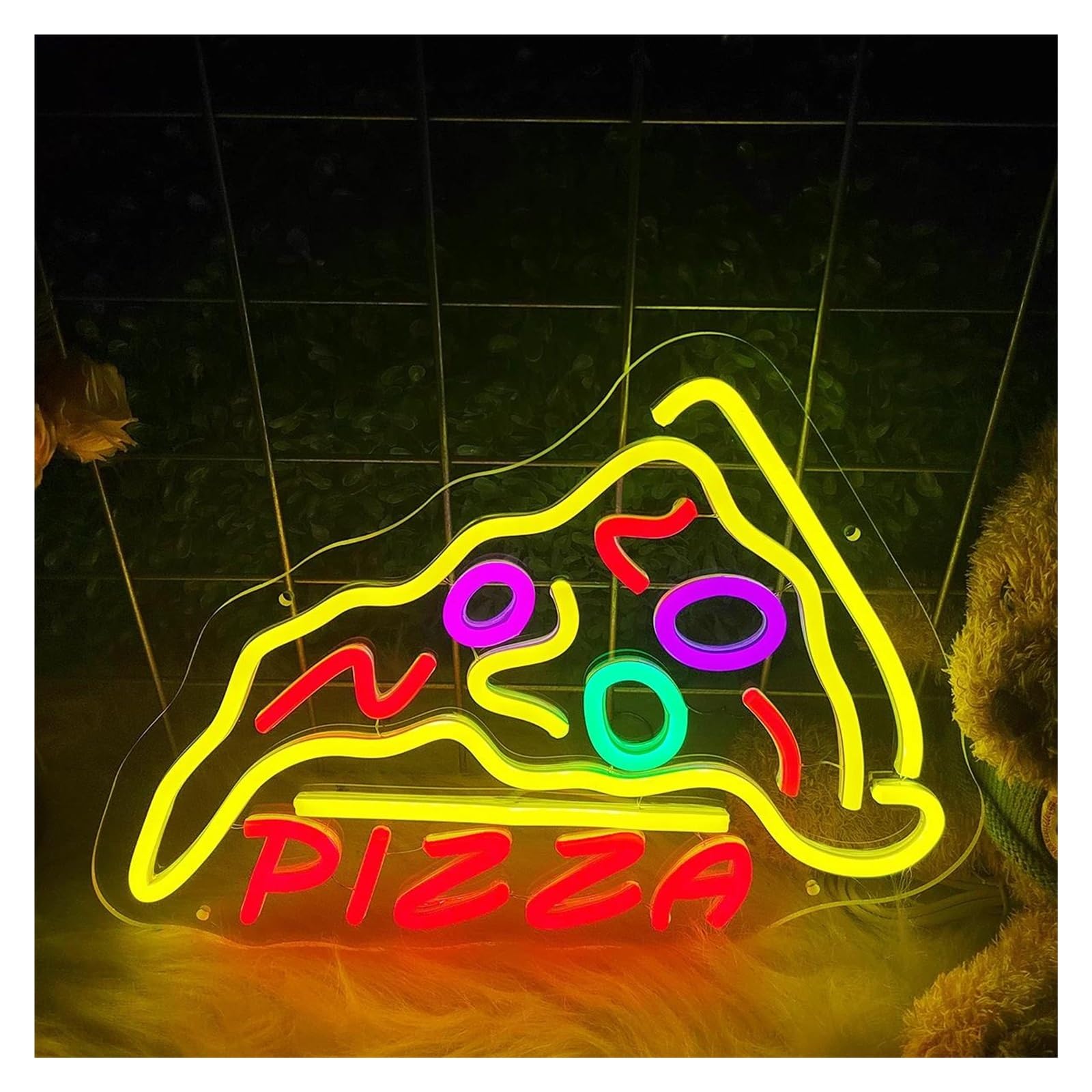 Sign Lamp Pizza Neon Signs Apply to Restaurants Pizzerias Snack Shops, Shop Rooms, Decorations Make Your Store More Attractive 49X35cm(A)