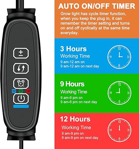 Miniatura 4 de Luces de cultivo de 4 cabezales para plantas de interior, lámparas LED de espectro completo con clips y cables de 120 pulgadas para cultivo