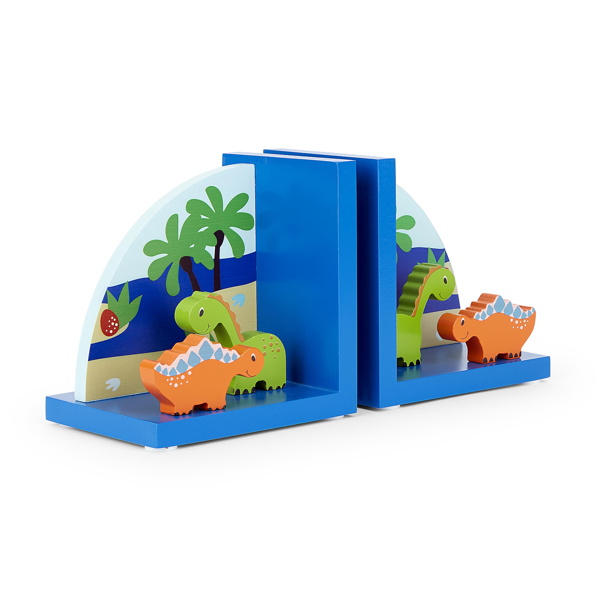 Mousehouse Gifts - Fermalibri di legno colorato a tema dinosauri per la stanza dei bambini o la camera da letto