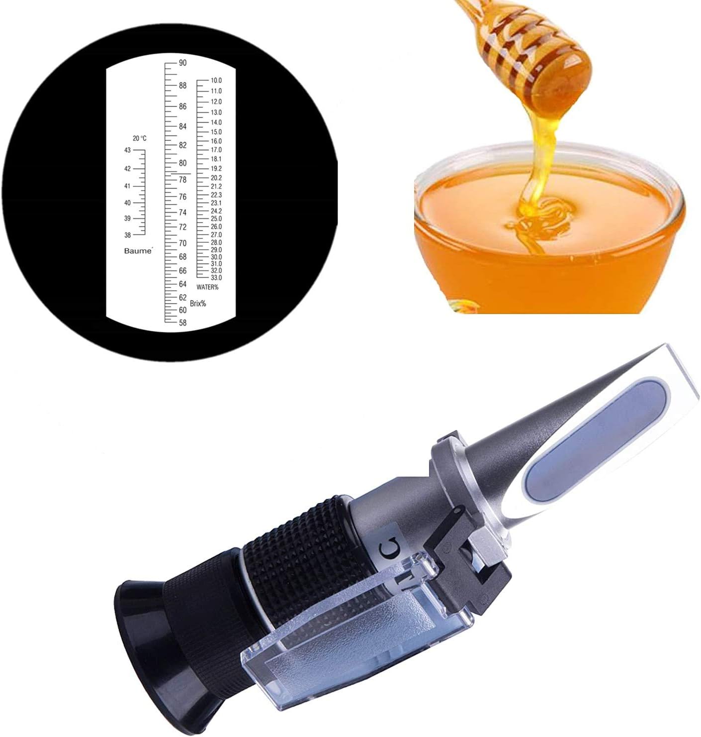 ZffXH Honey Maple Syrup Brix Refractometer/ 5890 Brix 1033 Moisture