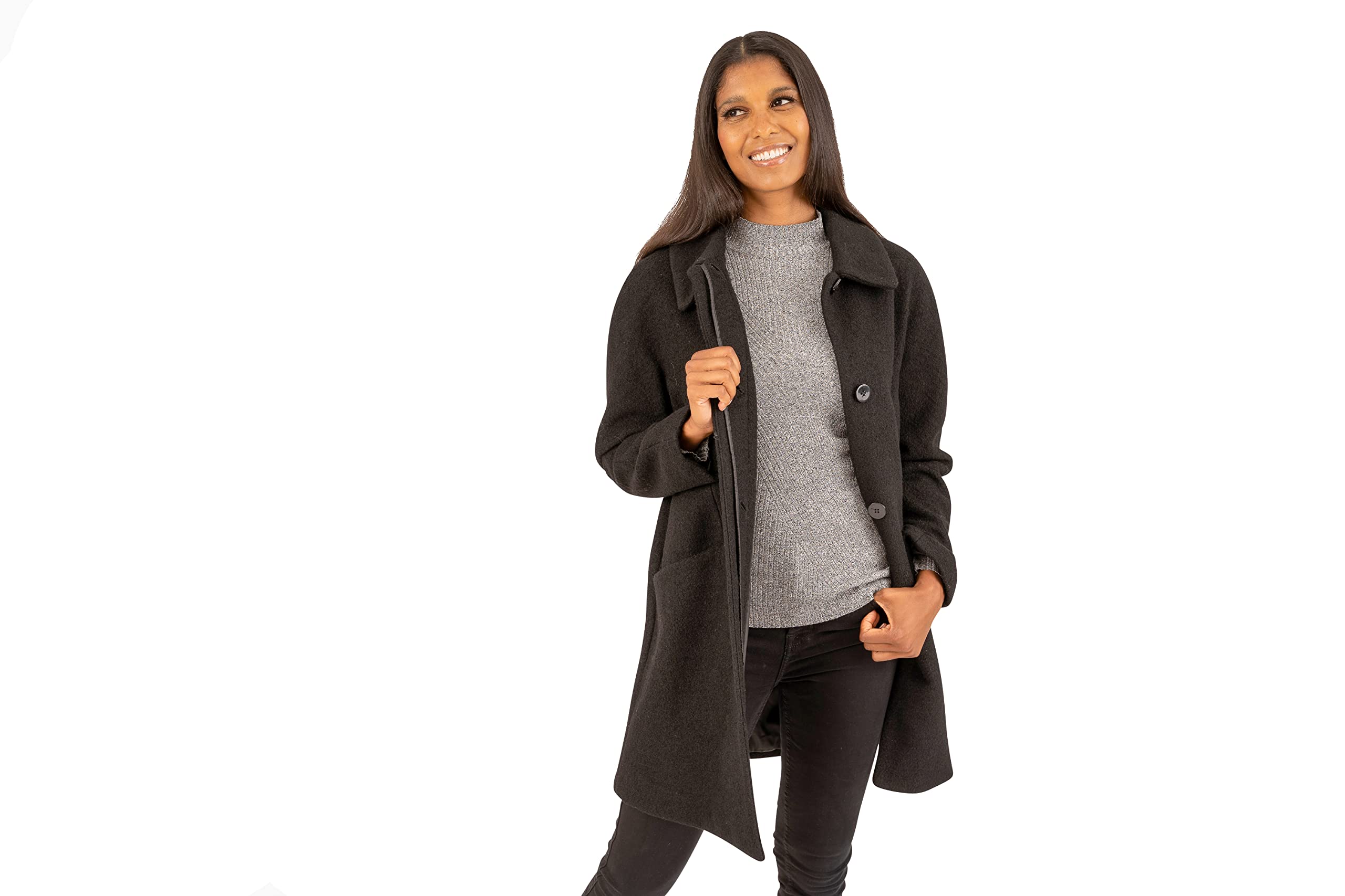 Fleet Street Ltd.Womens Button Front Overcoat Overcoat