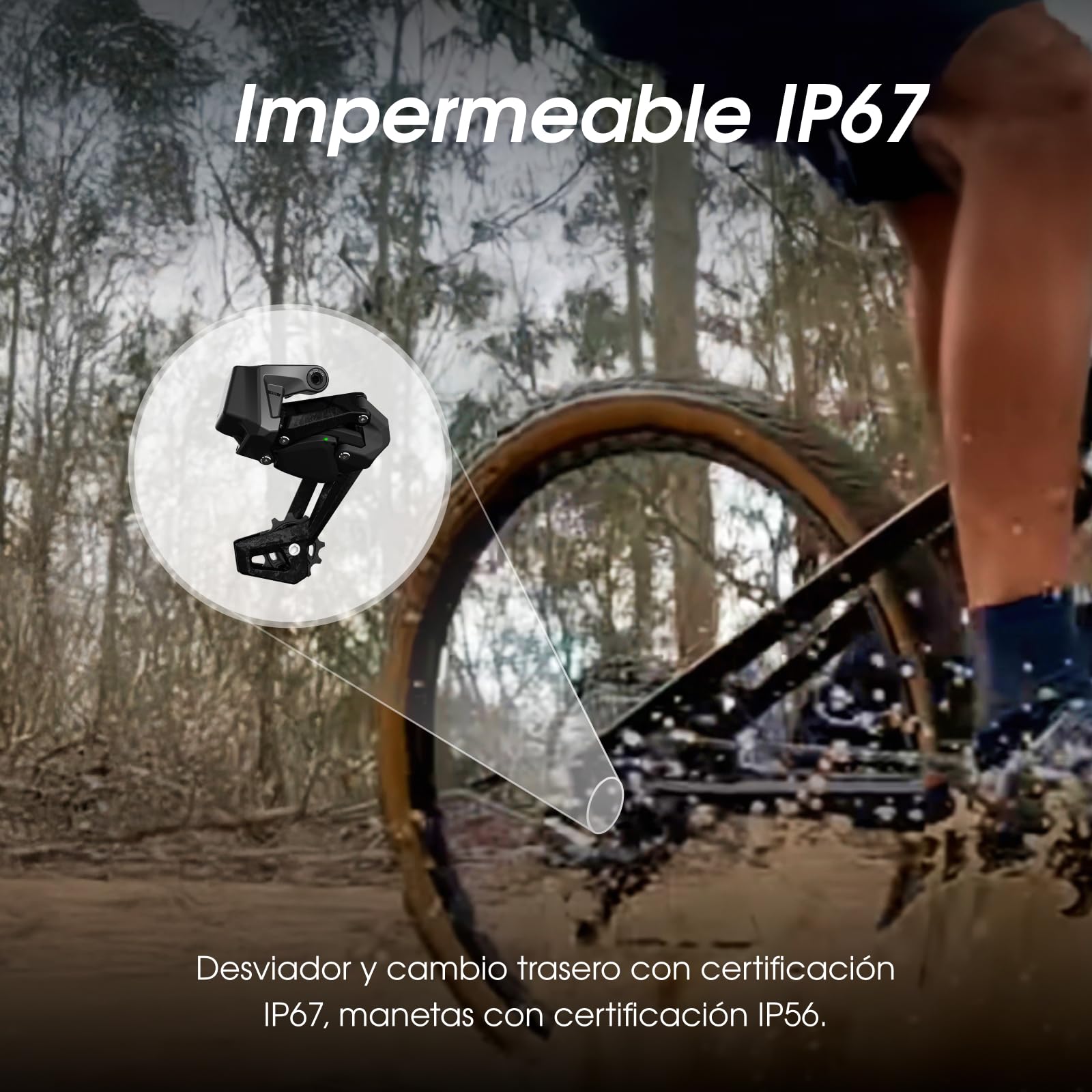Desviador electrónico inalámbrico de Carbono WHEELTOP EDS TX para Bicicleta de Carretera con 3-14 velocidades Personalizables, IP67 a Prueba de Agua, conexión Bluetooth y Ant+, Freno de Cable