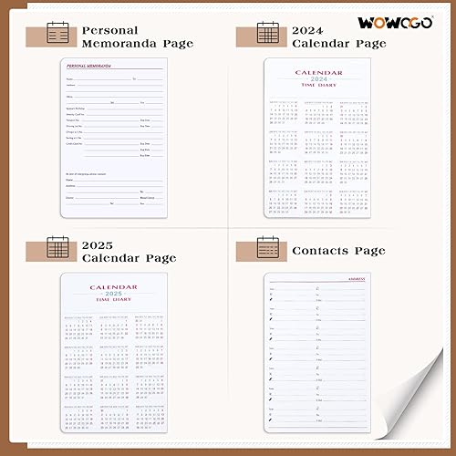 Miniatura 5 de Agenda semanal diaria 2024, enero de 2024 a diciembre de 2024 con pestañas agenda, 290 páginas A5, cubierta de piel sintética para mujeres y