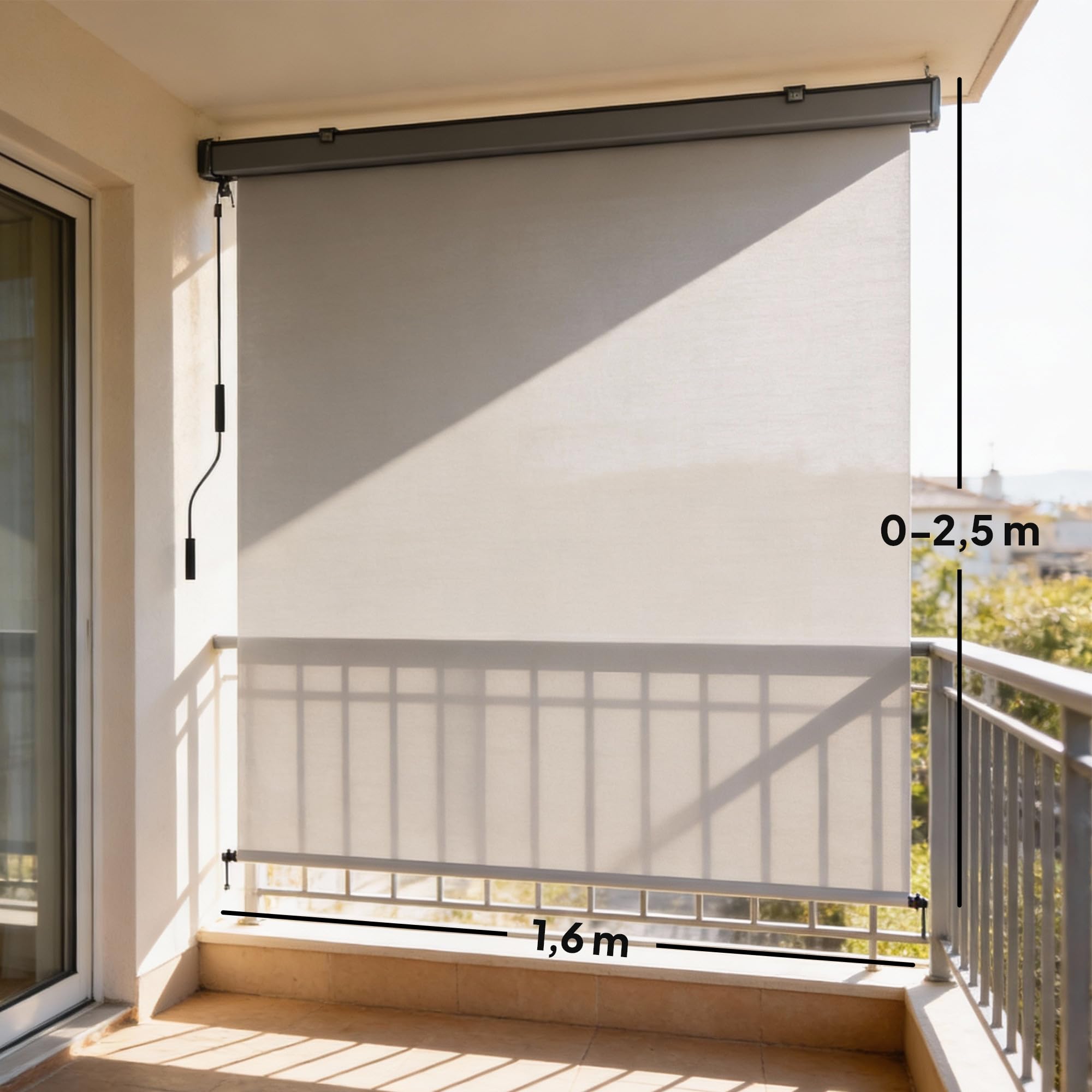 Outsunny Store Enrouleur Extérieur Occultant Manivelle 250x160cm Crème