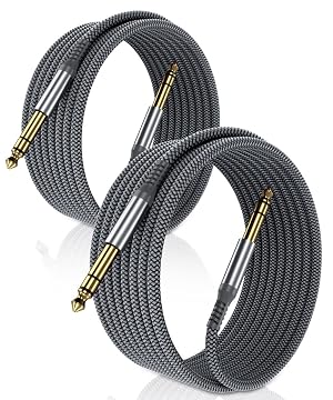 Elebase 1 4 Inch TRS Instrument Guitar Cable 10ft 2Pack Straight 6 35mm Guitar Bass AMP Cord Quarter